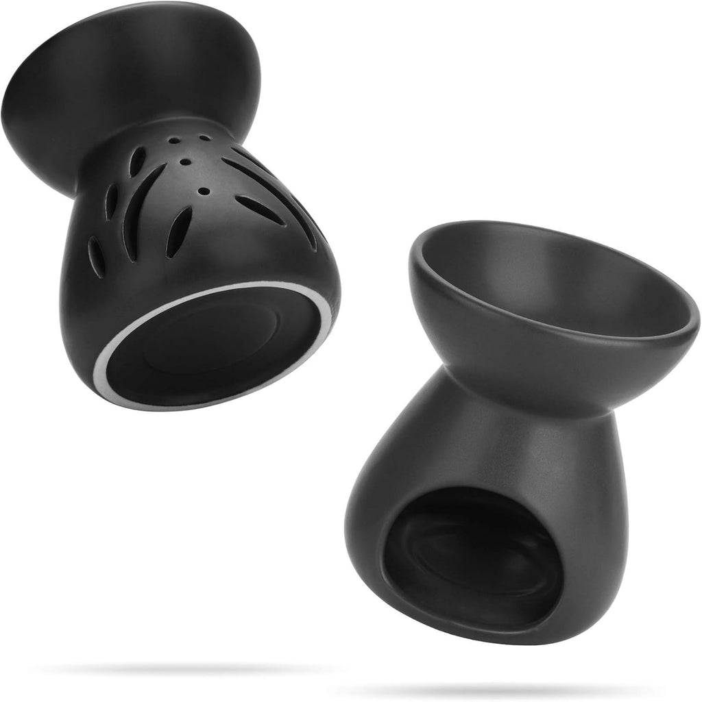 Essential oil burner | Wax melt warmer set of 2 | Black | Ceramic