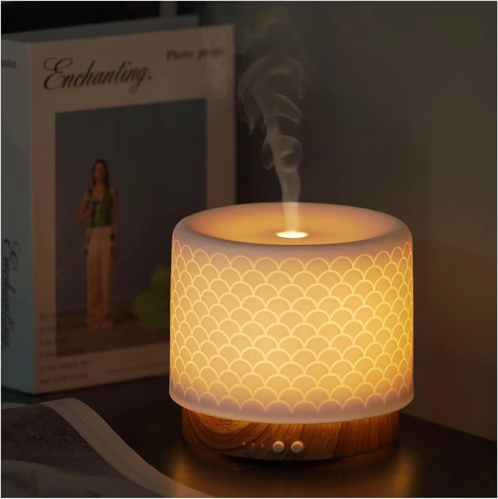 Ceramic essential oil diffuser | Handmade ceramic, warm light, minimalist | 180ml capacity