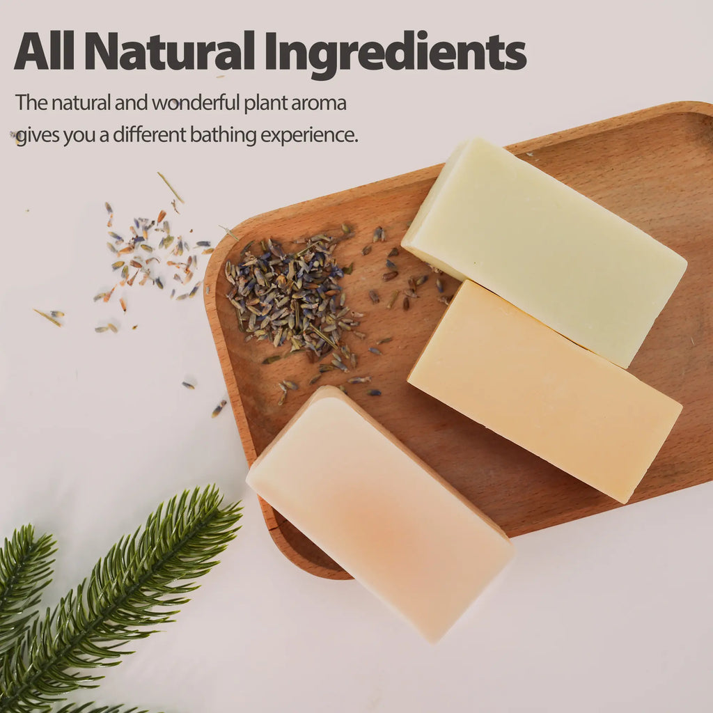 Cold-process soap set | Tea tree, lemongrass, and chamomile essential oils | 3-pack