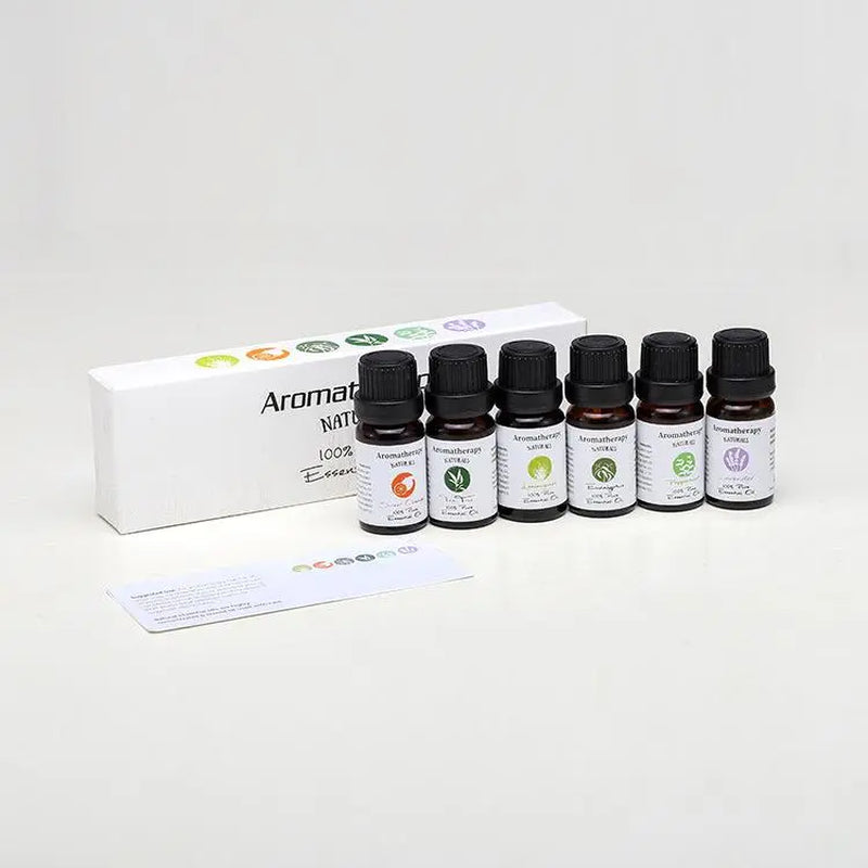 Essential oil set | 6 bottles, 10ml each | Lavender, Mint, Tea Tree, Lemongrass, Sweet Orange, Eucalyptus