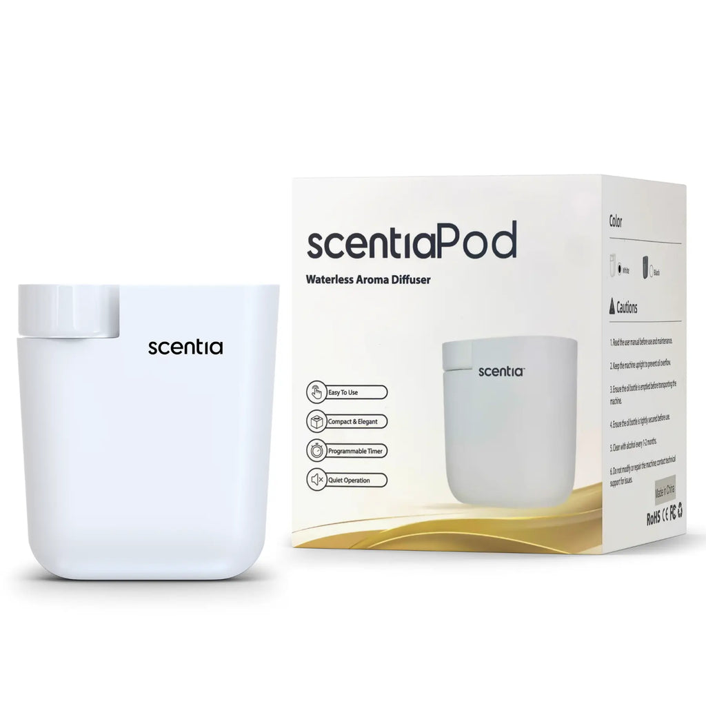 Waterless fragrance diffuser | Plug-in, Bluetooth app control, 500 sq ft | White