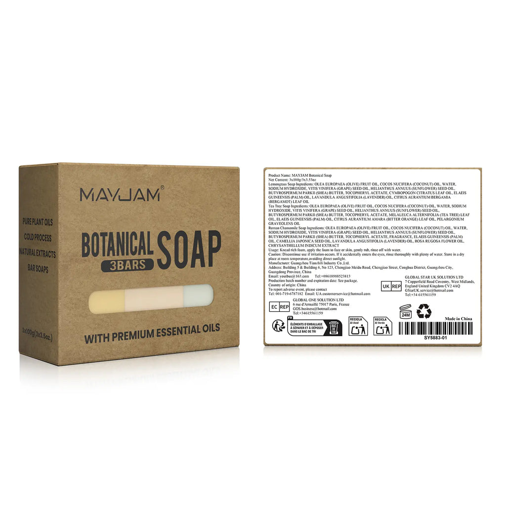 Cold-process soap set | Tea tree, lemongrass, and chamomile essential oils | 3-pack