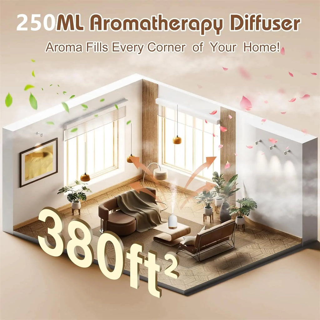 Ceramic ultrasonic diffuser | 250ml, timer and night light | White