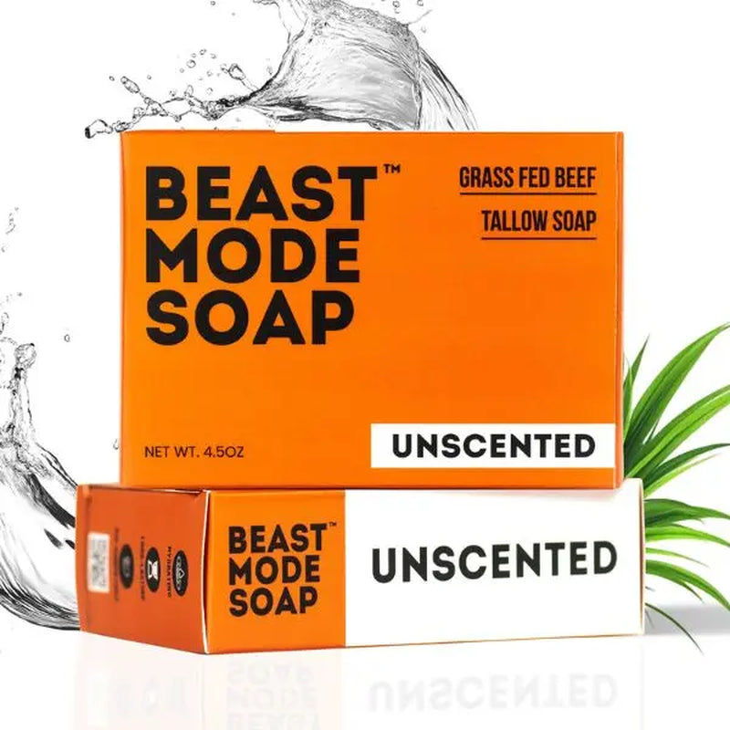 Beast Mode soap | Grass-fed tallow, 2-bar pack | Paleo Pine, Lemon Leaf, Forest Ash, Unscented