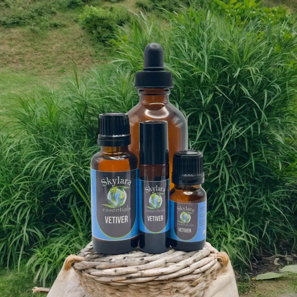 Vetiver essential oil | Indonesian, steam-distilled | Pure oil and roll-on