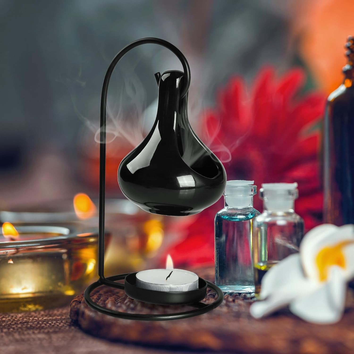 Hanging cauldron wax melt burner | Black | Ceramic