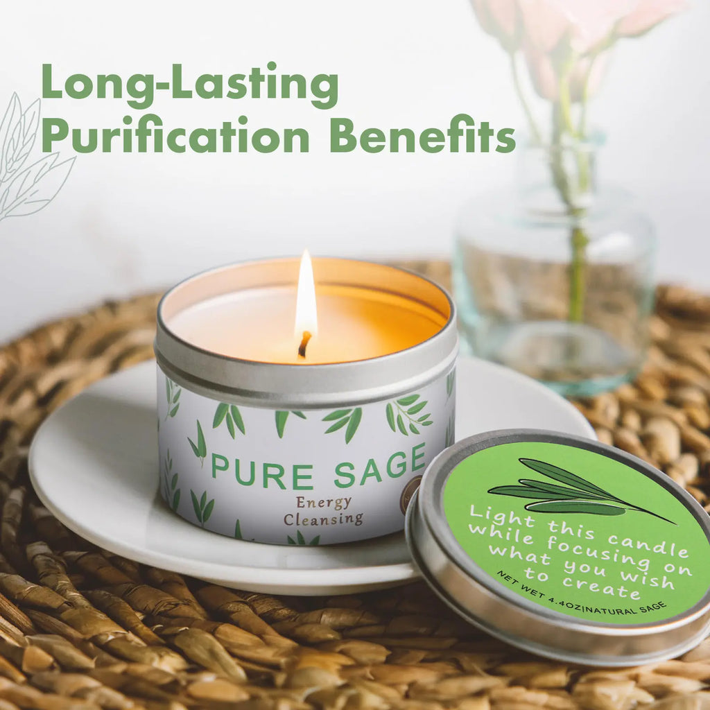 Soy wax candle | White sage | 4.4 oz, 25-hour burn