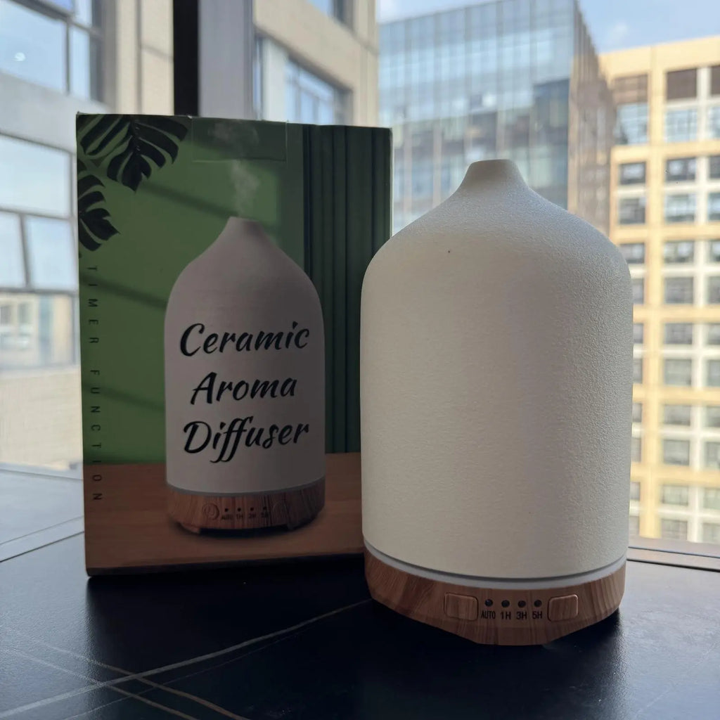 Ceramic ultrasonic diffuser | 250ml, timer and night light | White