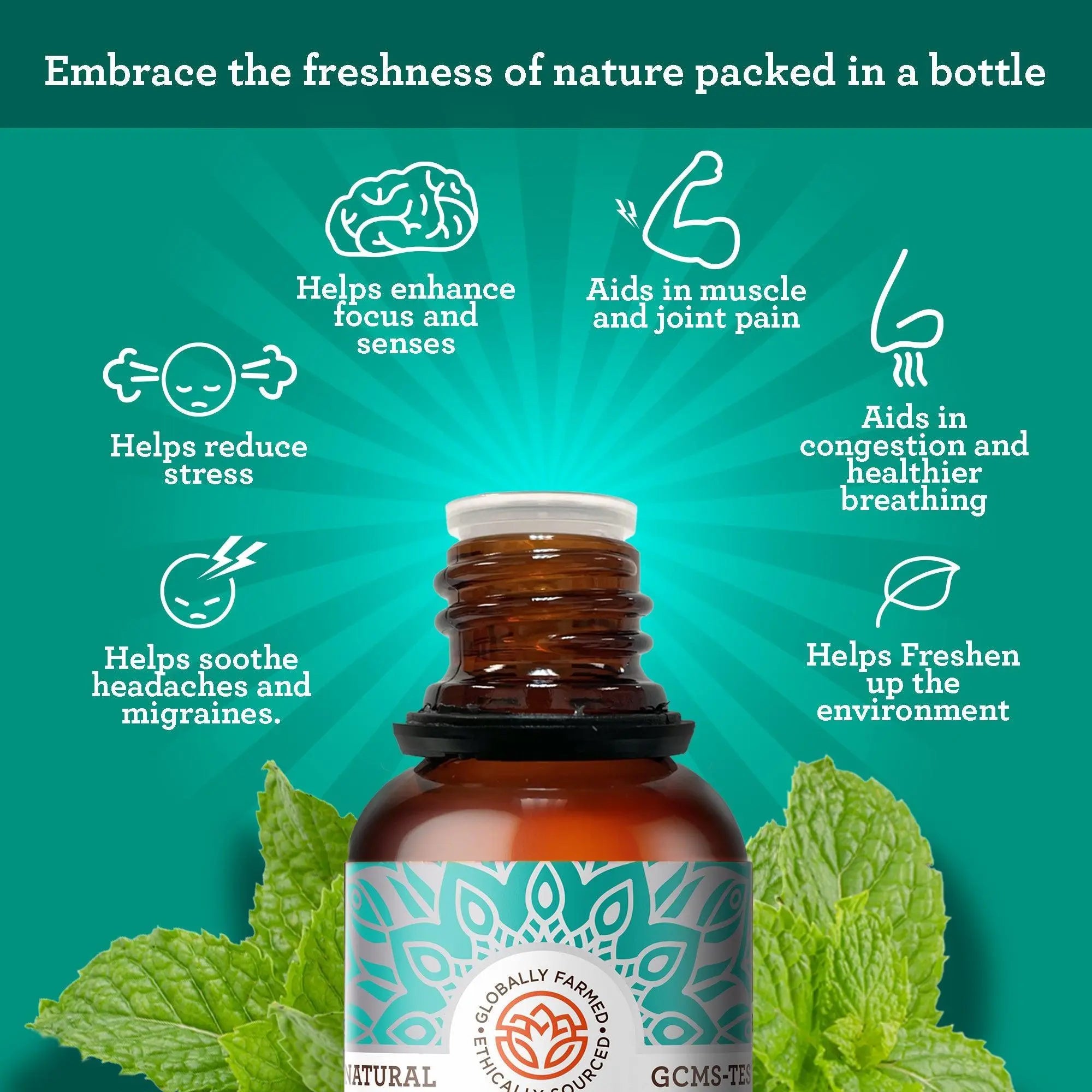 Peppermint essential oil | Refreshing mint aroma | 2-pack