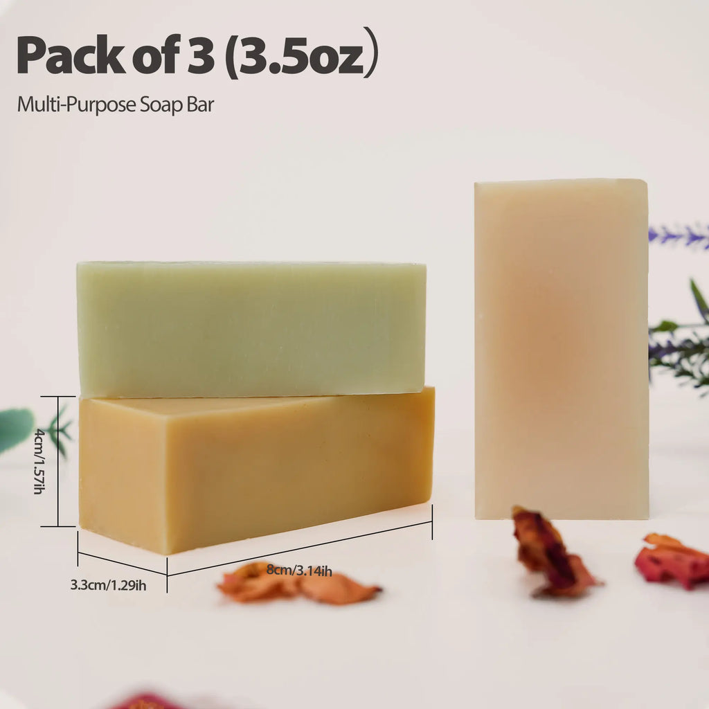 Cold-process soap set | Tea tree, lemongrass, and chamomile essential oils | 3-pack