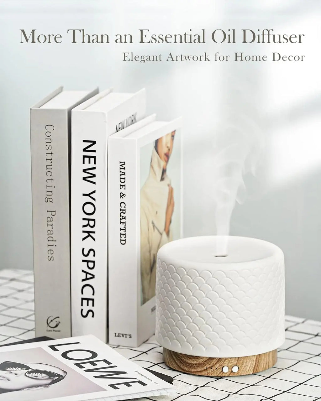 Ceramic essential oil diffuser | Handmade ceramic, warm light, minimalist | 180ml capacity