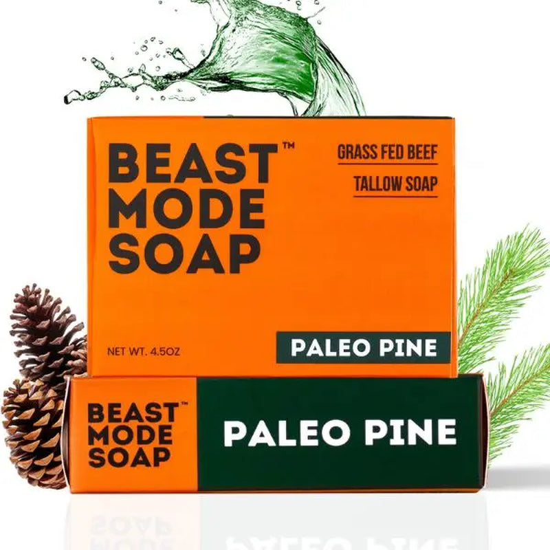 Beast Mode soap | Grass-fed tallow, 2-bar pack | Paleo Pine, Lemon Leaf, Forest Ash, Unscented
