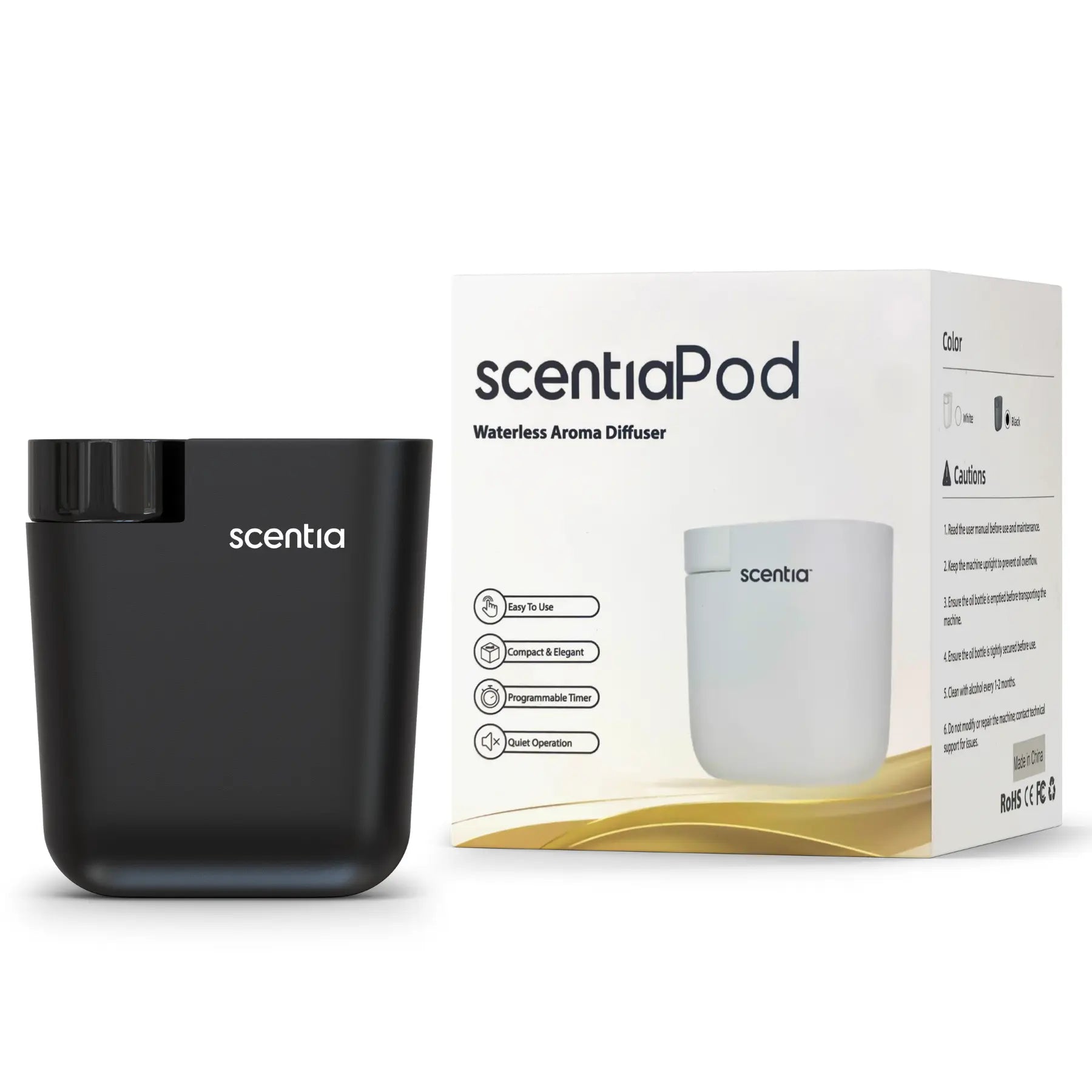 Waterless fragrance diffuser | Plug-in, Bluetooth app control, 500 sq ft | White