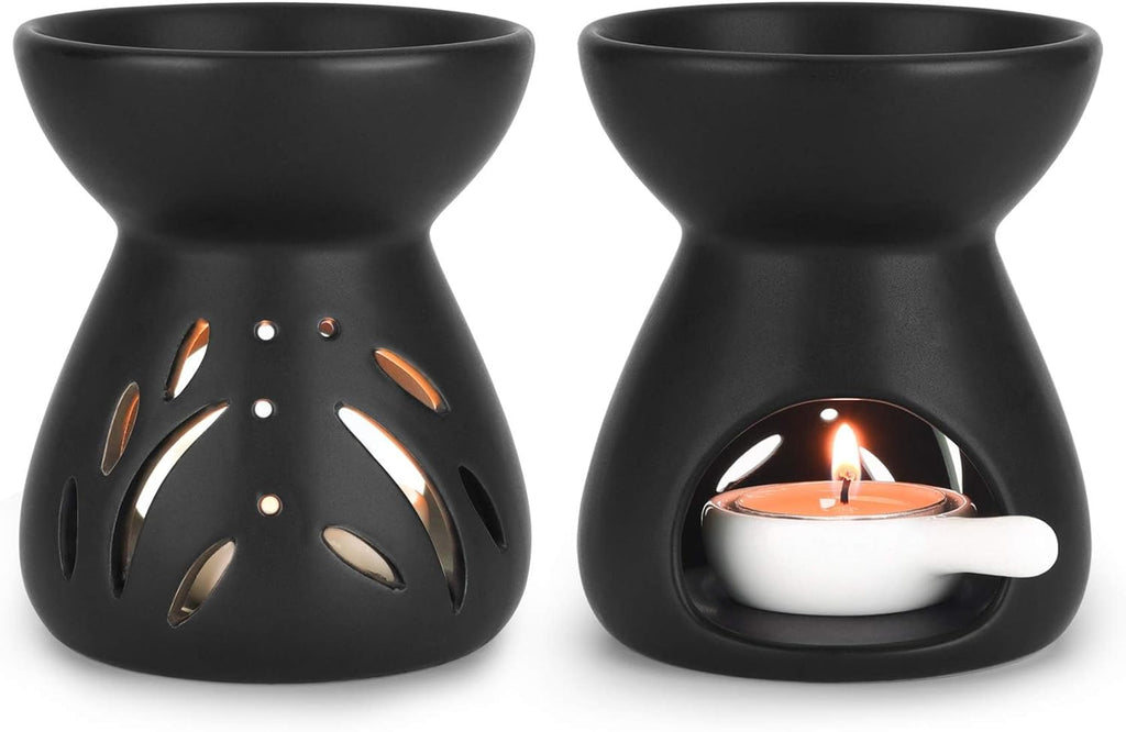 Essential oil burner | Wax melt warmer set of 2 | Black | Ceramic