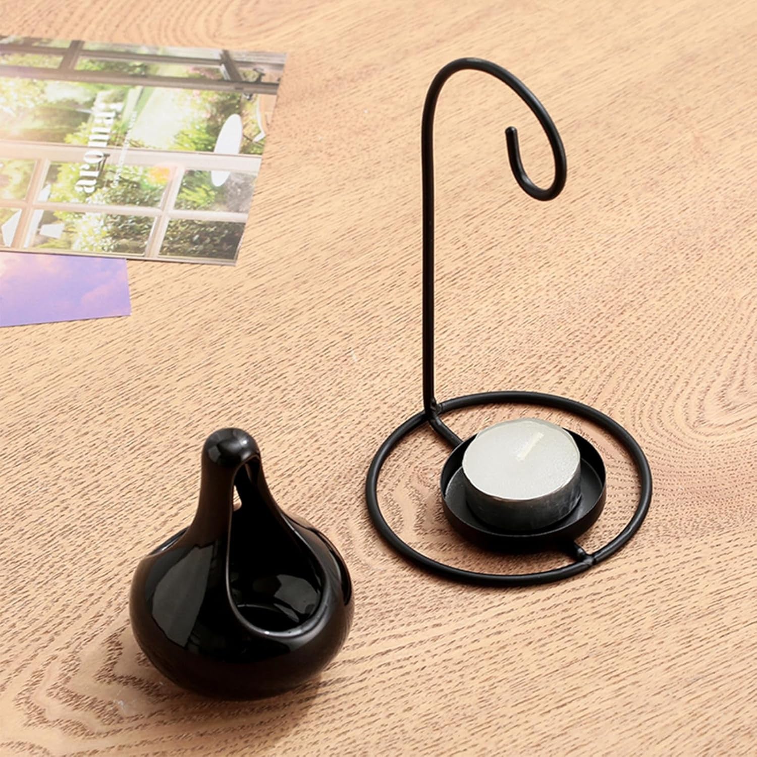 Hanging cauldron wax melt burner | Black | Ceramic