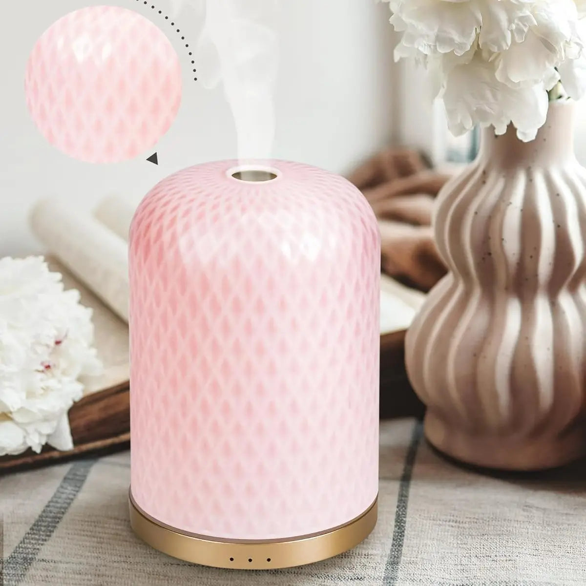 Ceramic essential oil diffuser | Handmade ceramic, warm light, minimalist | 180ml capacity