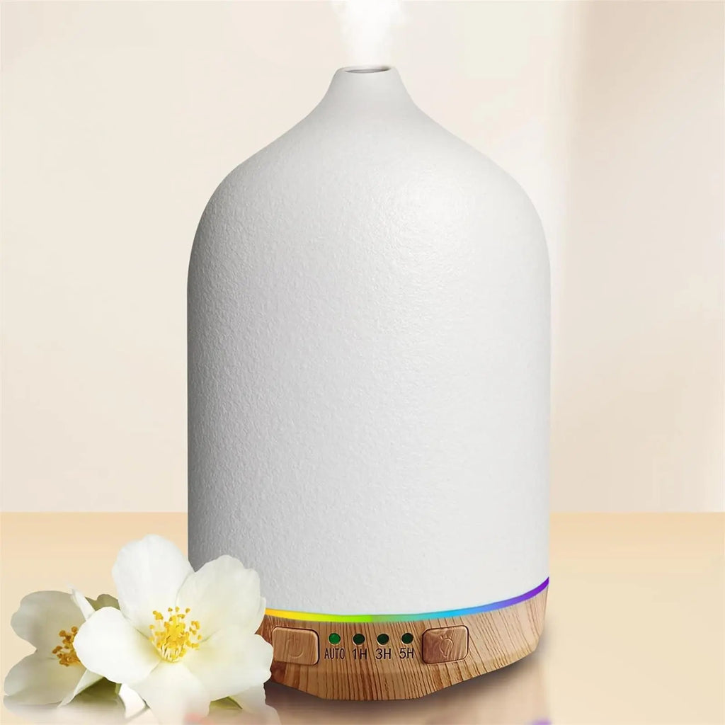 Ceramic ultrasonic diffuser | 250ml, timer and night light | White