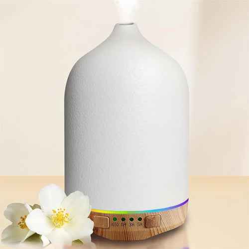 Ceramic ultrasonic diffuser | 250ml, timer and night light | White