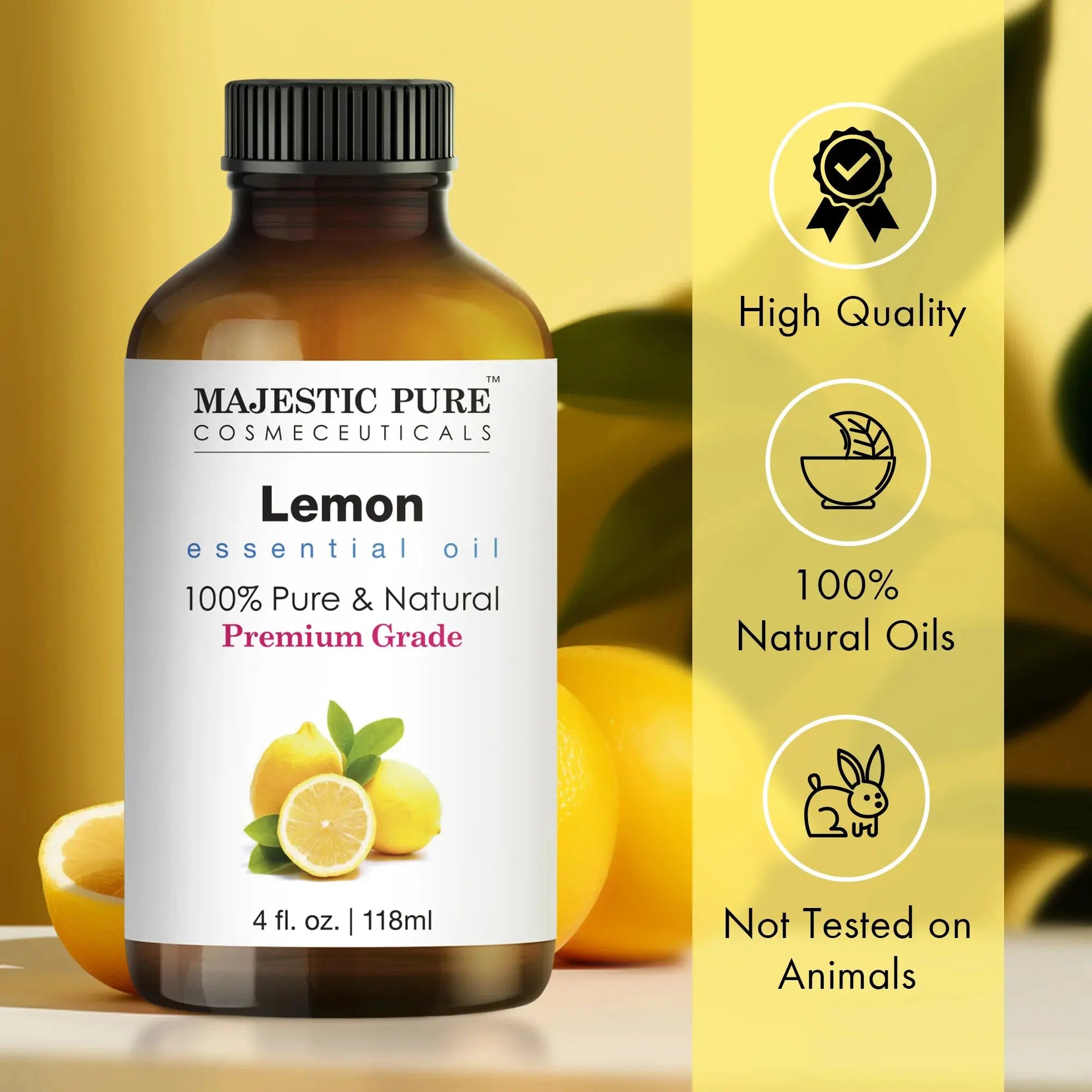 Lemon essential oil | 100% natural, 5-fold | 4 fl oz