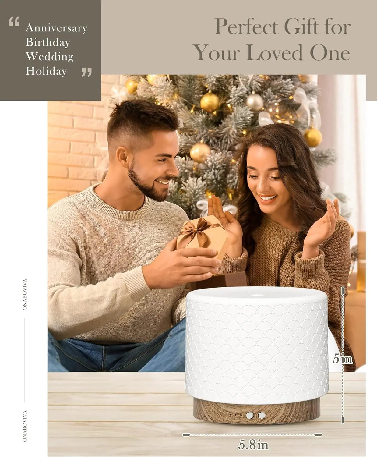 Ceramic essential oil diffuser | Handmade ceramic, warm light, minimalist | 180ml capacity
