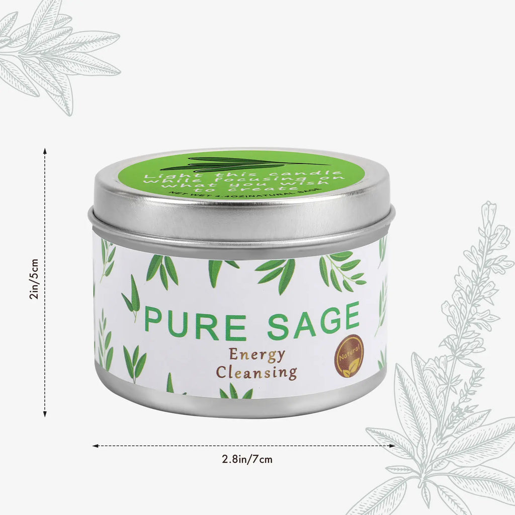 Soy wax candle | White sage | 4.4 oz, 25-hour burn