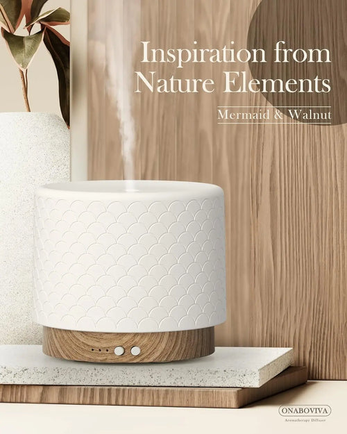 Ceramic essential oil diffuser | Handmade ceramic, warm light, minimalist | 180ml capacity