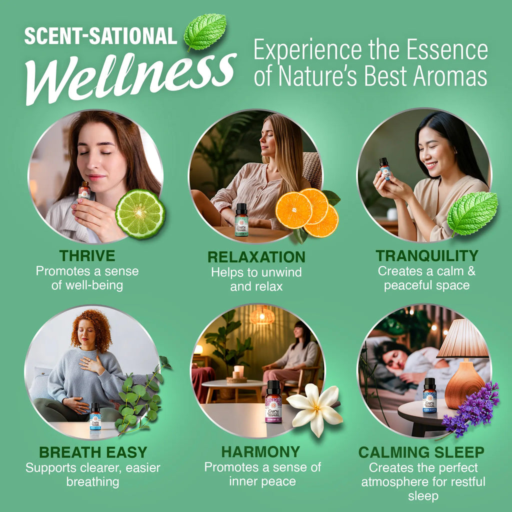Aromatherapy diffuser and essential oil blend set | 6 blends | Tranquility, Breathe Easy, Thrive, Relaxation, Harmony, Calming Sleep