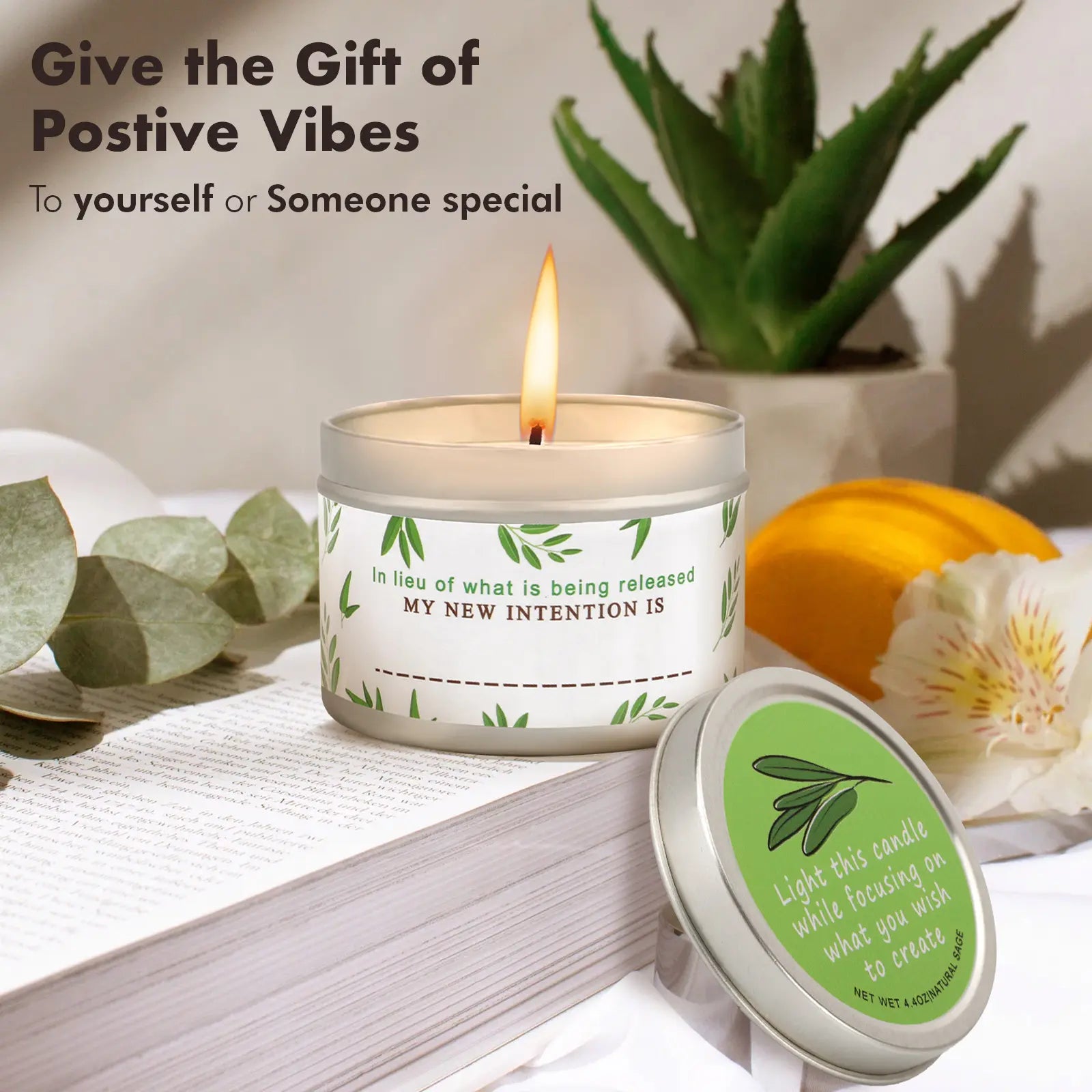 Soy wax candle | White sage | 4.4 oz, 25-hour burn