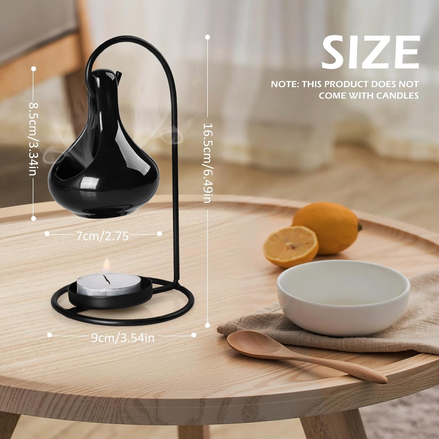 Hanging cauldron wax melt burner | Black | Ceramic