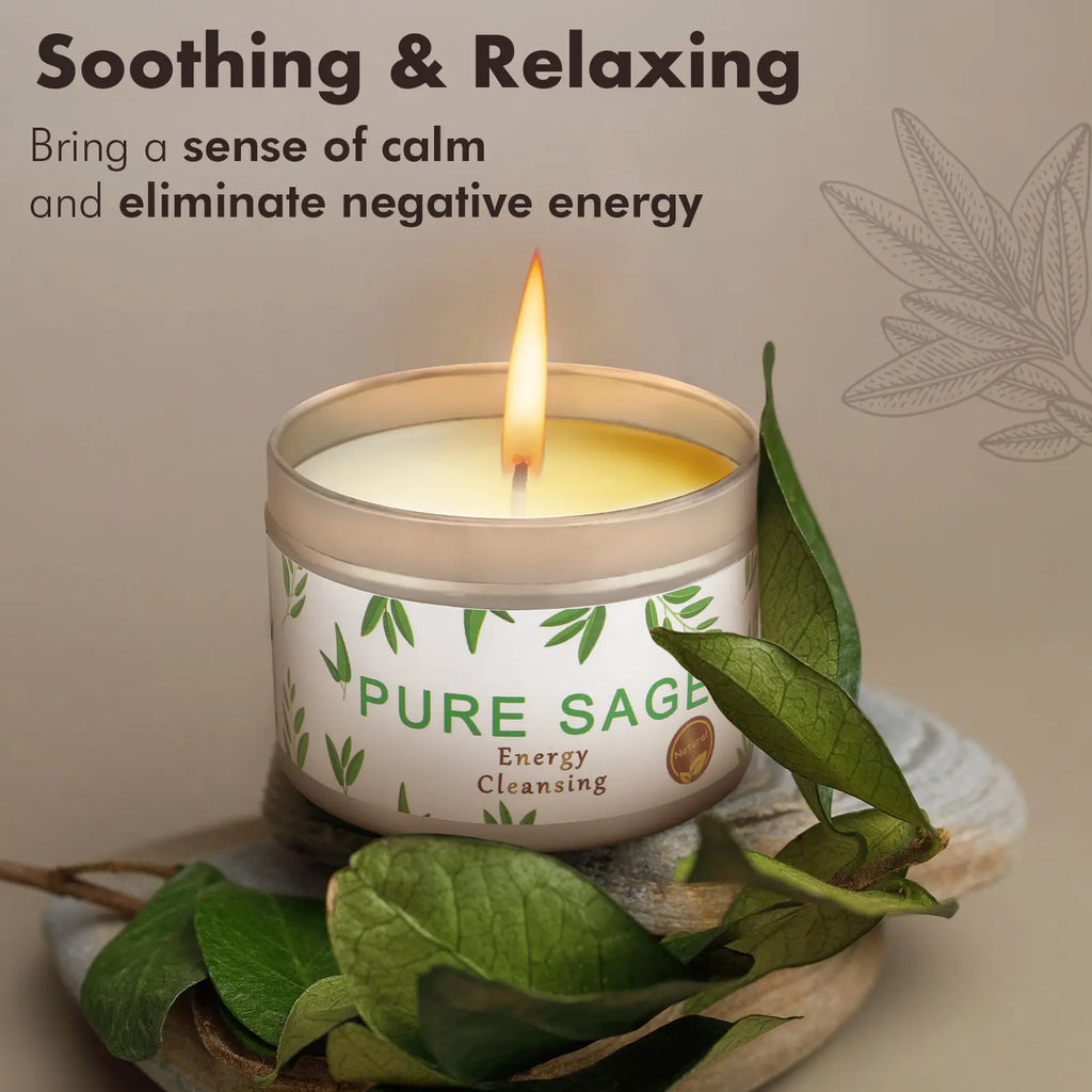 Soy wax candle | White sage | 4.4 oz, 25-hour burn