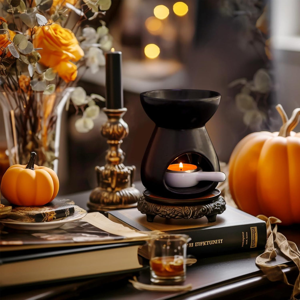Essential oil burner | Wax melt warmer set of 2 | Black | Ceramic