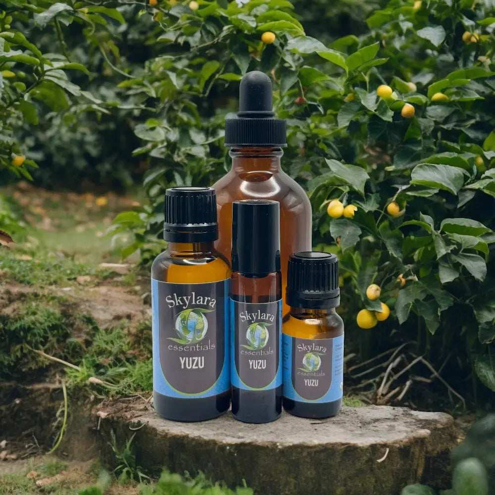 Yuzu citrus essential oil | Bright, zesty aroma | Pure oil and roll-on
