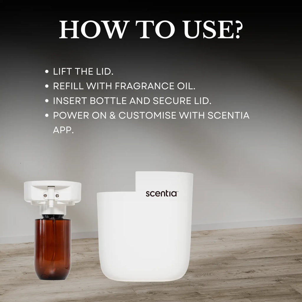 Waterless fragrance diffuser | Plug-in, Bluetooth app control, 500 sq ft | White