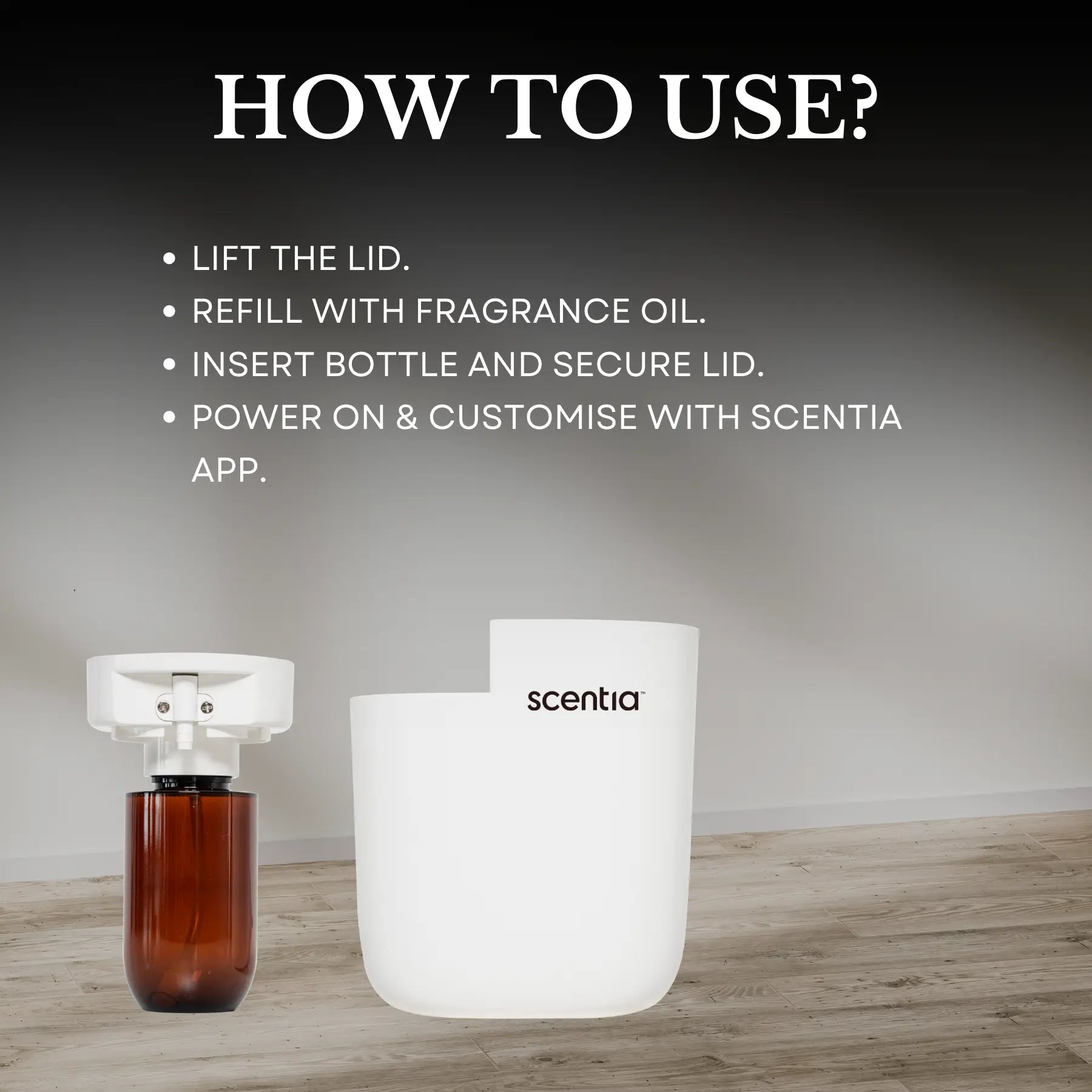 Waterless fragrance diffuser | Plug-in, Bluetooth app control, 500 sq ft | White