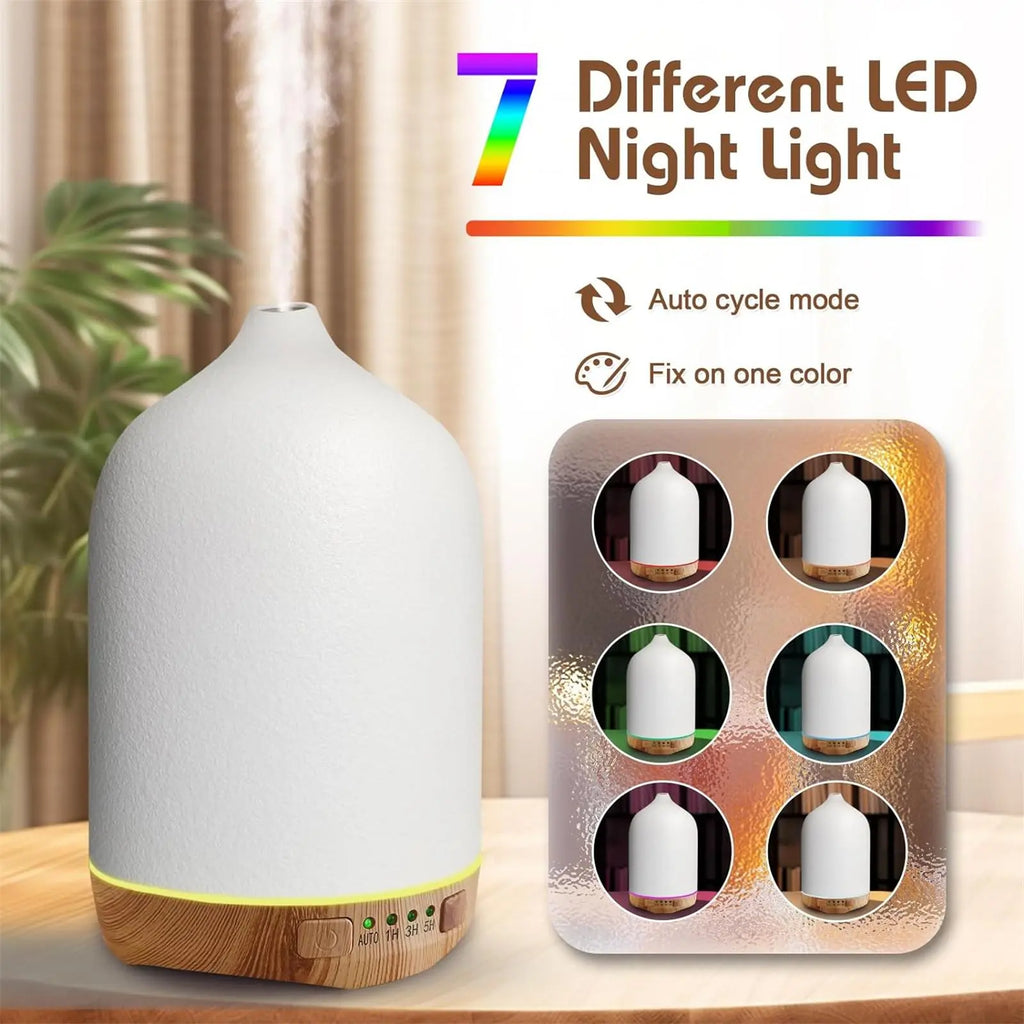 Ceramic ultrasonic diffuser | 250ml, timer and night light | White